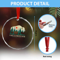 Yellowstone National Park Crystal Glass Ornament Bison Nature Wildlife Outdoor Hiking Camping Forest - Wonder Print Shop