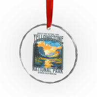 Yellowstone National Park Crystal Glass Ornament Worlds First NP Retro Vintage Graphic - Wonder Print Shop