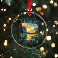 Yellowstone National Park Crystal Glass Ornament Worlds First NP Retro Vintage Graphic - Wonder Print Shop