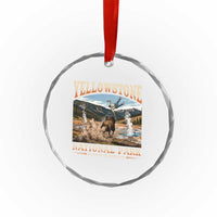 Yellowstone National Park Do Not Pet The Fluffy Cows Crystal Glass Ornament
