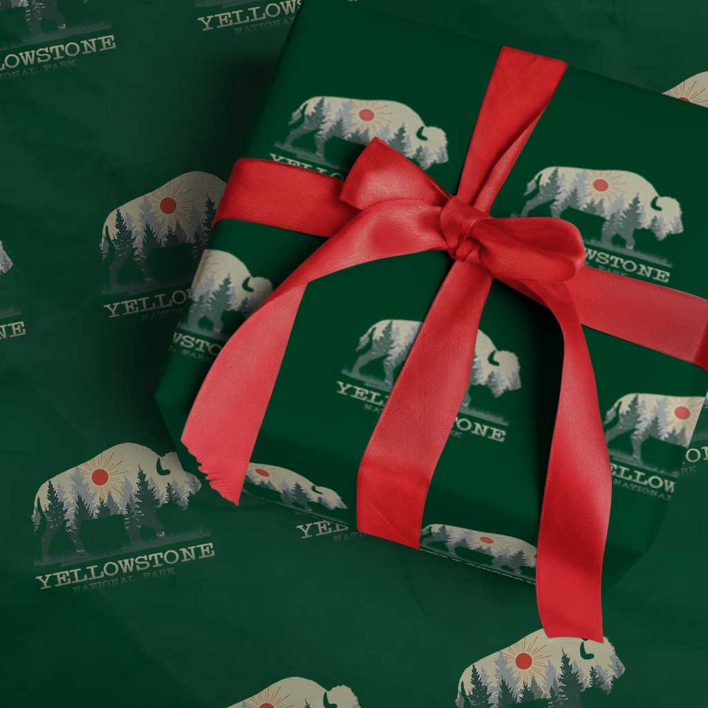 Yellowstone National Park Wrapping Paper Roll Bison Nature Wildlife Outdoor Hiking Camping Forest - Wonder Print Shop