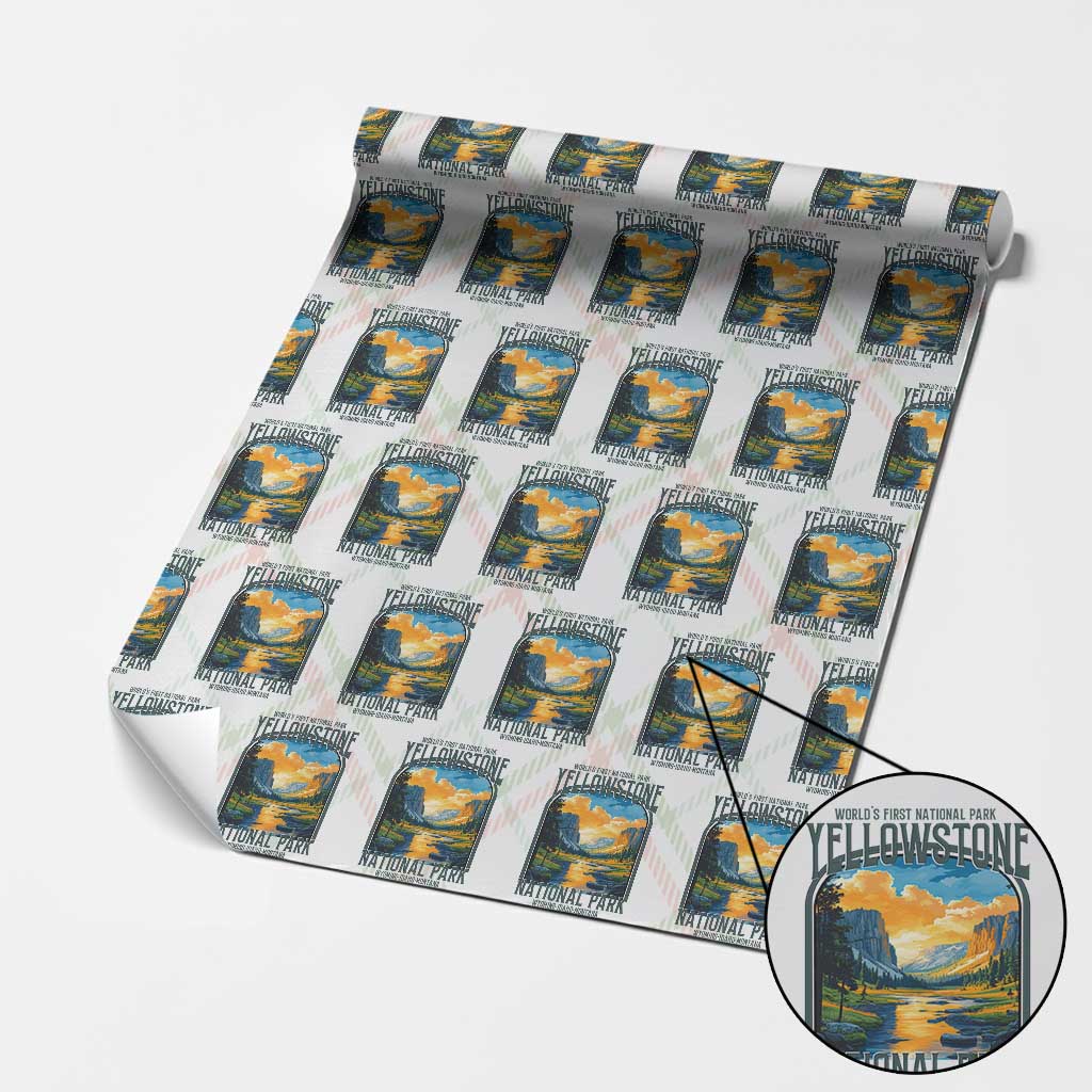 Yellowstone National Park Wrapping Paper Roll Worlds First NP Retro Vintage Graphic - Wonder Print Shop