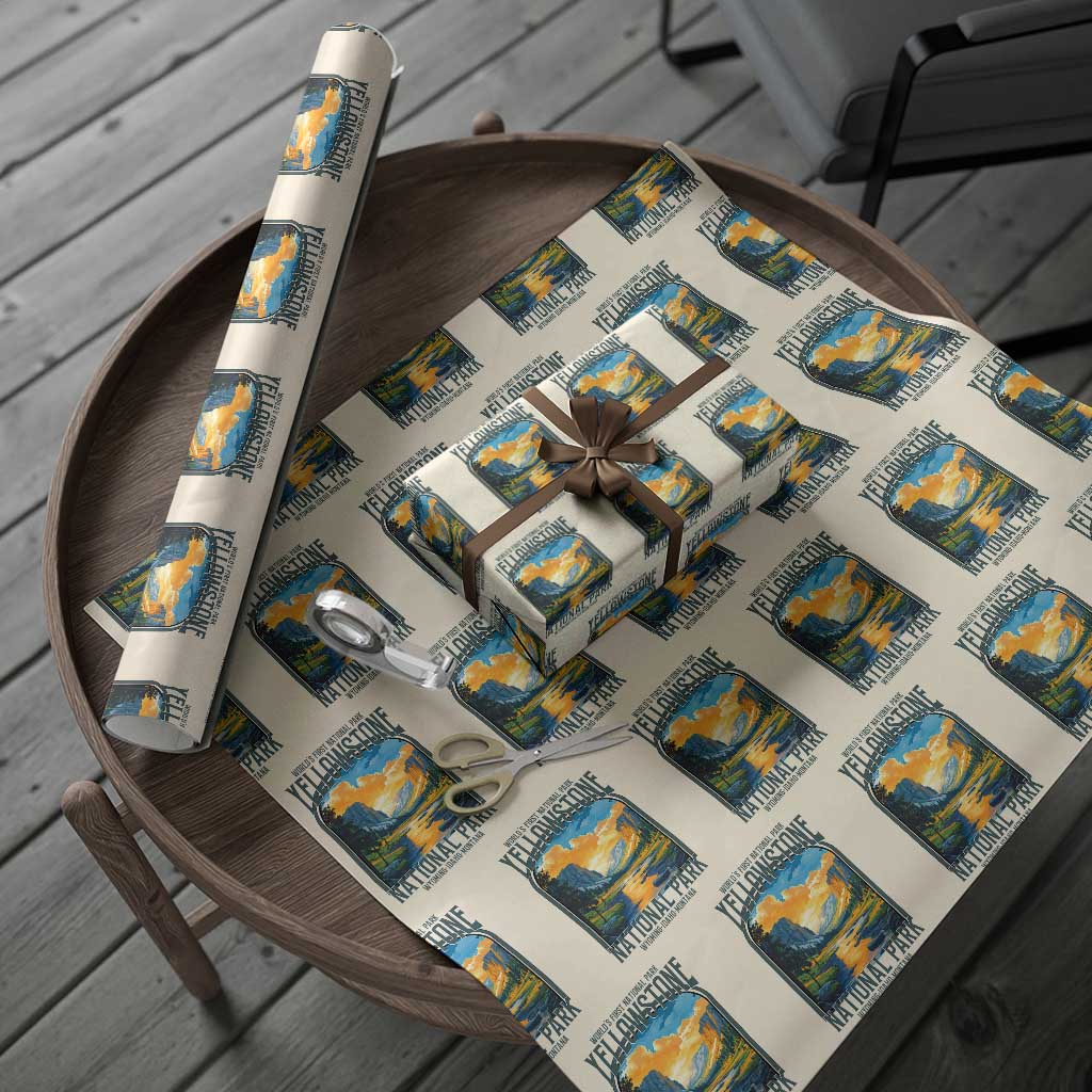 Yellowstone National Park Wrapping Paper Roll Worlds First NP Retro Vintage Graphic - Wonder Print Shop