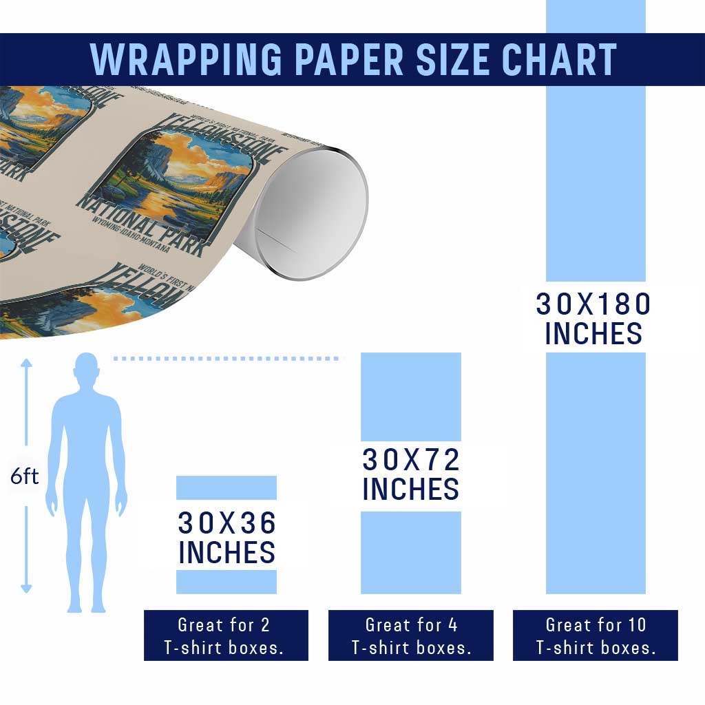 Yellowstone National Park Wrapping Paper Roll Worlds First NP Retro Vintage Graphic - Wonder Print Shop