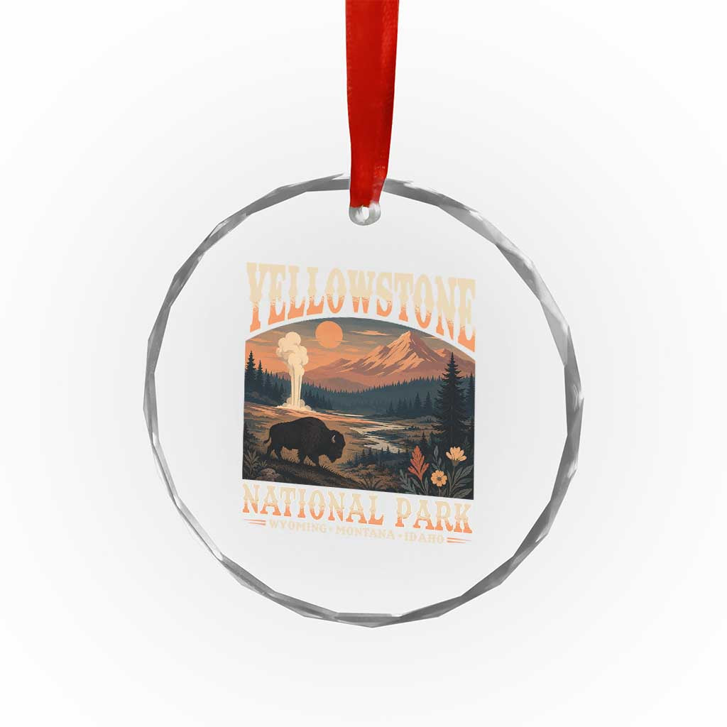 Yellowstone National Park Wyoming Montana Idaho Crystal Glass Ornament Vintage Bison Geyser