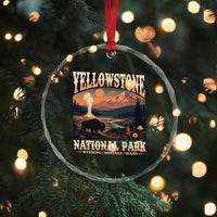 Yellowstone National Park Wyoming Montana Idaho Crystal Glass Ornament Vintage Bison Geyser