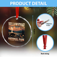 Yellowstone National Park Wyoming Montana Idaho Crystal Glass Ornament Vintage Bison Geyser