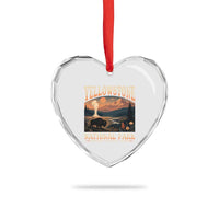 Yellowstone National Park Wyoming Montana Idaho Heart Crystal Glass Ornament Vintage Bison Geyser