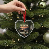 Yellowstone National Park Wyoming Montana Idaho Heart Crystal Glass Ornament Vintage Bison Geyser
