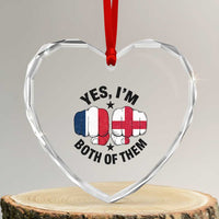 Yes Im Both Of Them France England Flag Fists Graphic Heart Crystal Glass Ornament French English Anglo Dual Pride Heritage