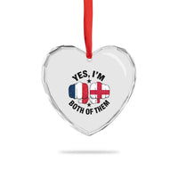 Yes Im Both Of Them France England Flag Fists Graphic Heart Crystal Glass Ornament French English Anglo Dual Pride Heritage