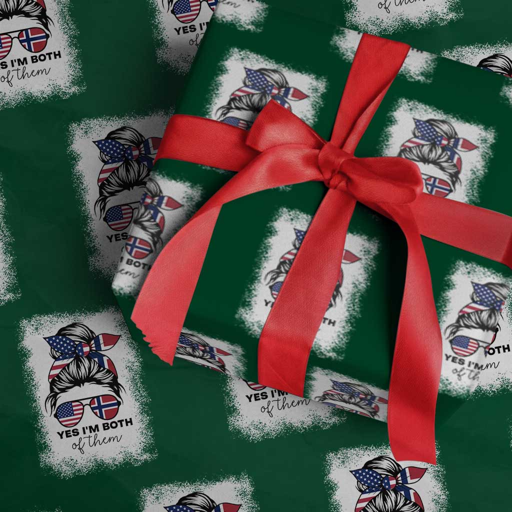 Yes I'm Both of Them Half Norwegian American Wrapping Paper Roll