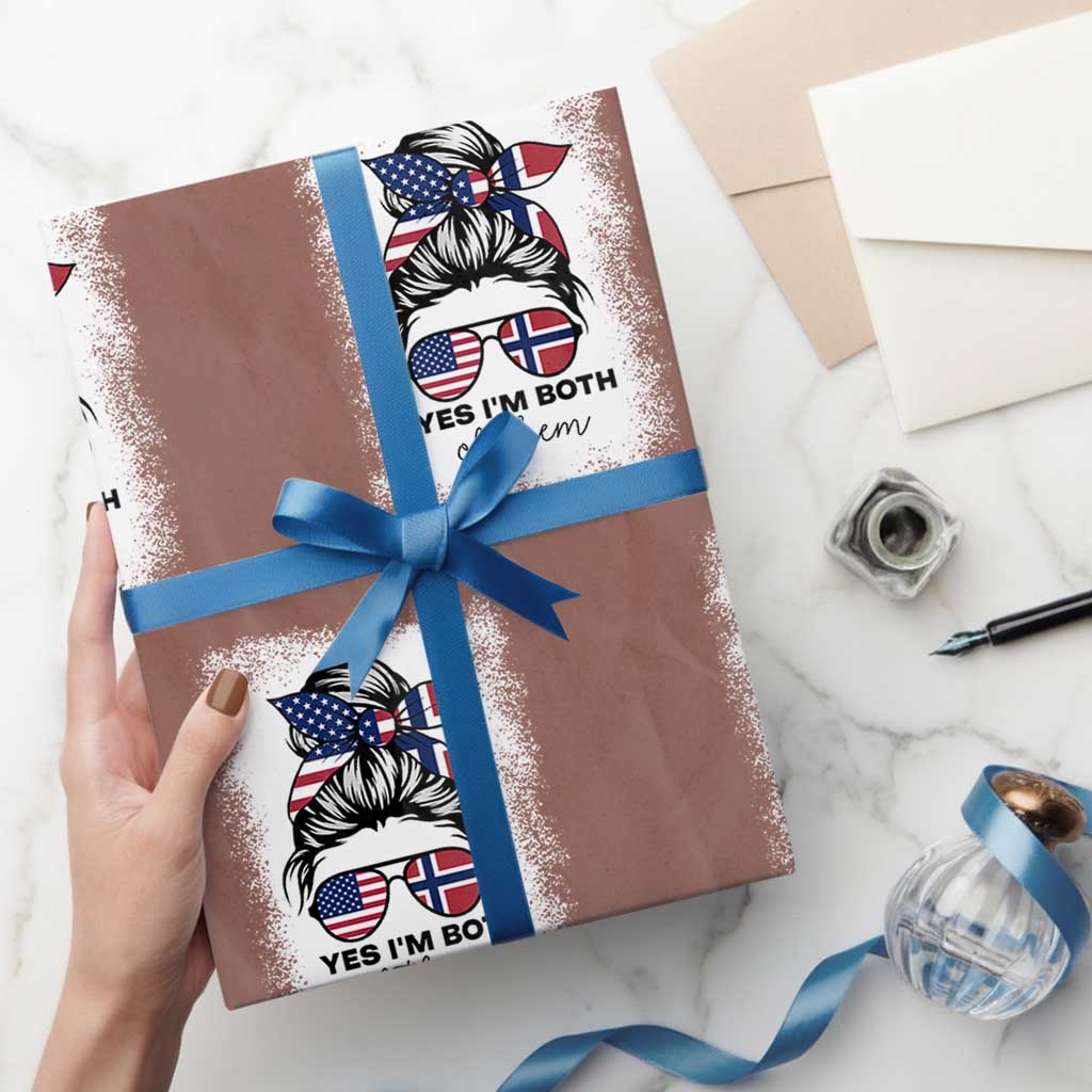 Yes I'm Both of Them Half Norwegian American Wrapping Paper Roll
