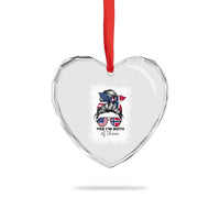 Yes I'm Both of Them Half Norwegian American Heart Crystal Glass Ornament
