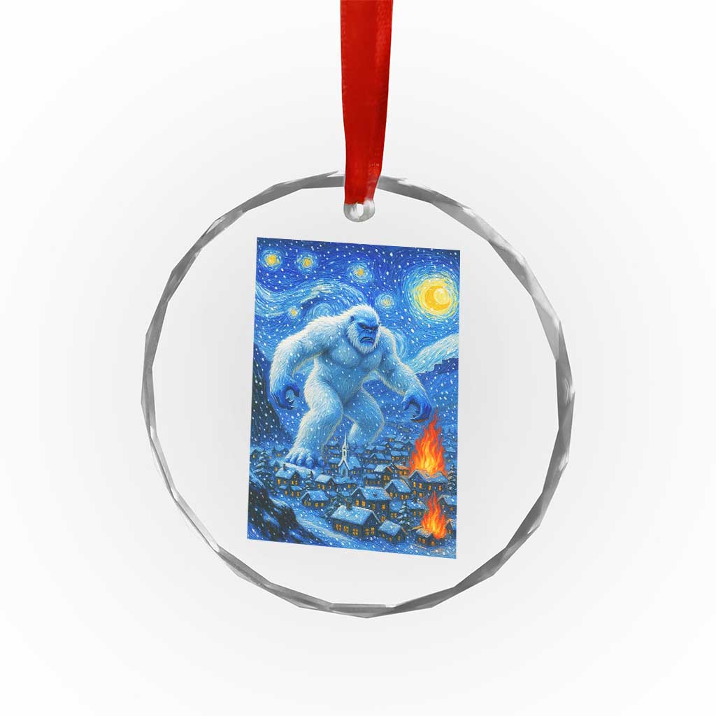 Yeti Cryptid Christmas Crystal Glass Ornament Winter Monster Starry Night Xmas - Wonder Print Shop