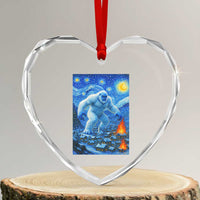 Yeti Cryptid Christmas Heart Crystal Glass Ornament Winter Monster Starry Night Xmas - Wonder Print Shop
