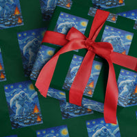 Yeti Cryptid Xmas Wrapping Paper Roll Winter Monster Starry Night Xmas - Wonder Print Shop