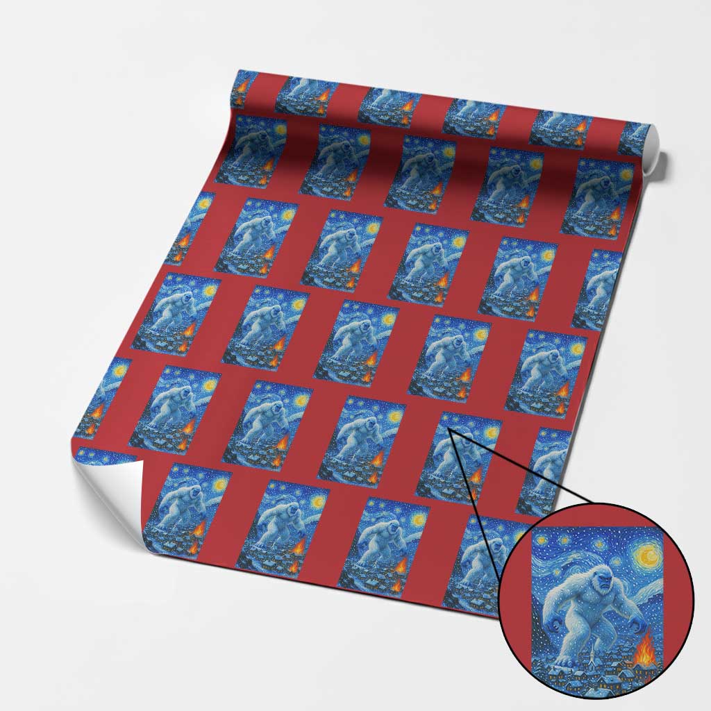 Yeti Cryptid Xmas Wrapping Paper Roll Winter Monster Starry Night Xmas - Wonder Print Shop