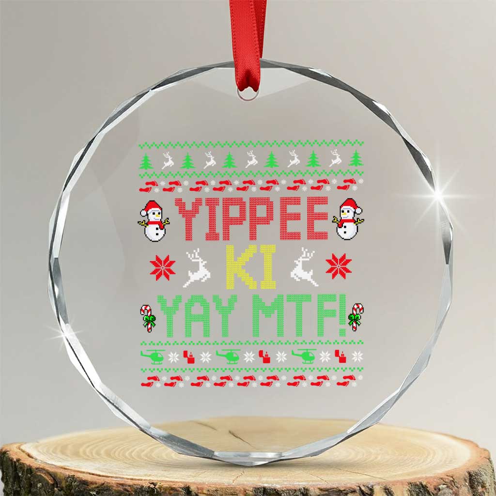 Yippee Ki Yay Crystal Glass Ornament 80's Movie Xmas Gift Ugly Christmas - Wonder Print Shop