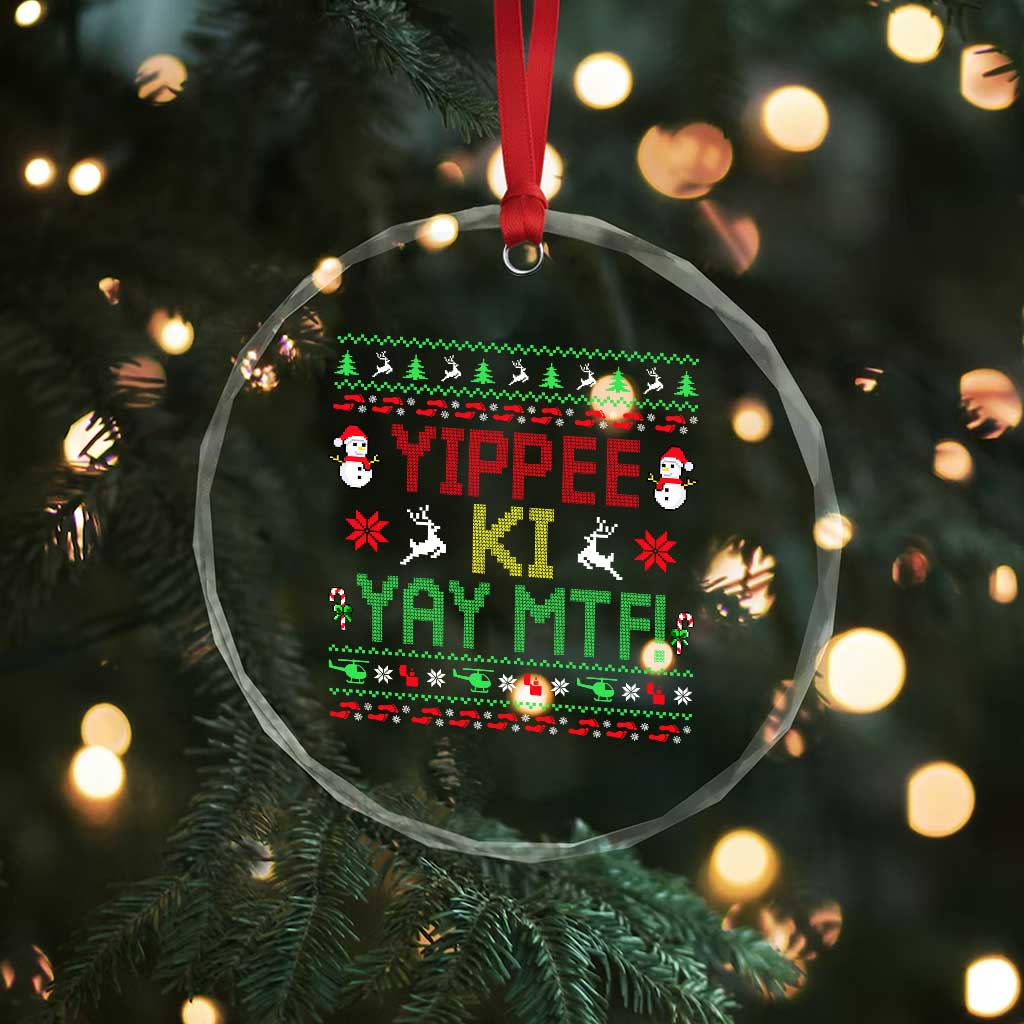 Yippee Ki Yay Crystal Glass Ornament 80's Movie Xmas Gift Ugly Christmas - Wonder Print Shop