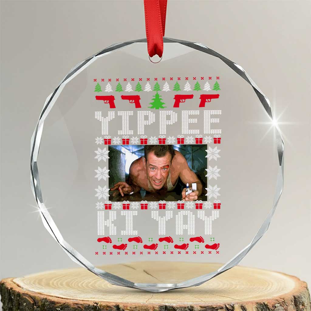 Yippee Ki Yay Crystal Glass Ornament Funny 80's Movie Xmas Gift Ugly Christmas - Wonder Print Shop