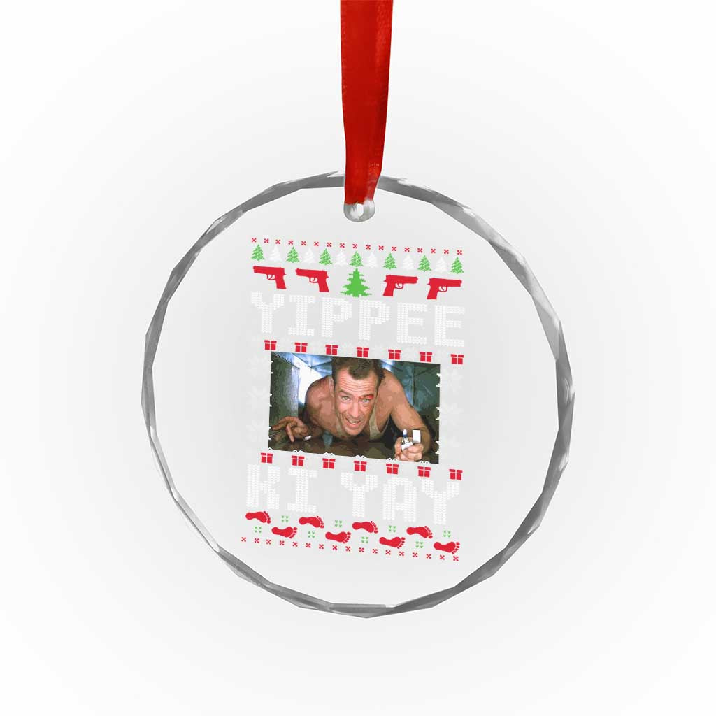 Yippee Ki Yay Crystal Glass Ornament Funny 80's Movie Xmas Gift Ugly Christmas - Wonder Print Shop