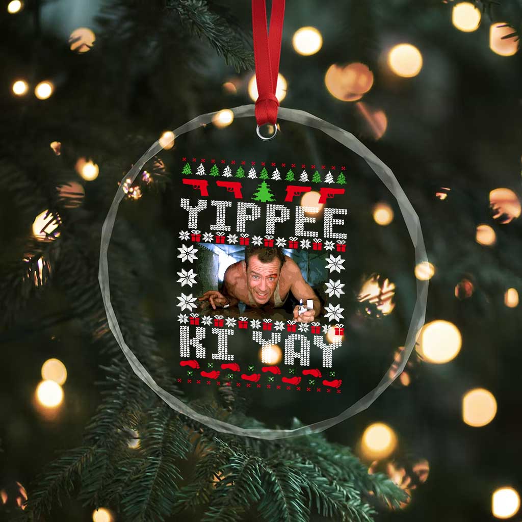 Yippee Ki Yay Crystal Glass Ornament Funny 80's Movie Xmas Gift Ugly Christmas - Wonder Print Shop