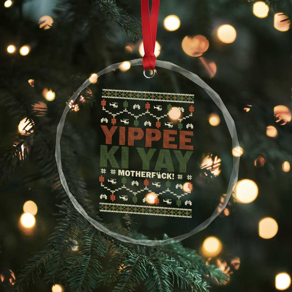 Yippee Ki Yay Crystal Glass Ornament Retro 80's Movie Xmas Gift Ugly Christmas - Wonder Print Shop