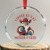 Yippee Ki Yay Mother Fcker Crystal Glass Ornament Funny Santa Gun Christmas - Wonder Print Shop