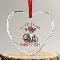 Yippee Ki Yay Mother Fcker Heart Crystal Glass Ornament Funny Santa Gun Christmas - Wonder Print Shop
