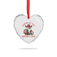 Yippee Ki Yay Mother Fcker Heart Crystal Glass Ornament Funny Santa Gun Christmas - Wonder Print Shop