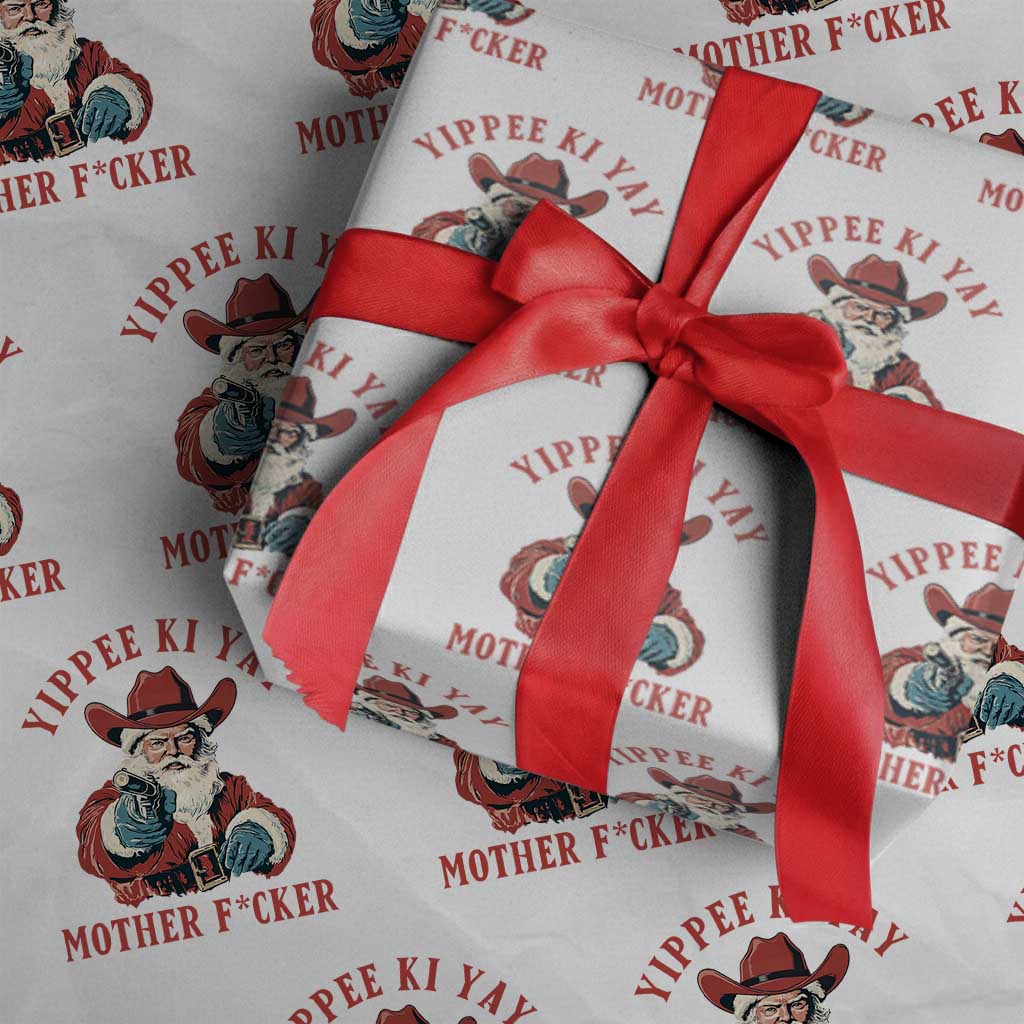 Yippee Ki Yay Mother Fcker Wrapping Paper Roll Funny Santa Gun Christmas - Wonder Print Shop