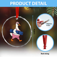 Yoga Goose Carrying Mat Crystal Glass Ornament Funny Yogi Workout Fitness Graphic