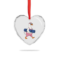 Yoga Goose Carrying Mat Heart Crystal Glass Ornament Funny Yogi Workout Fitness Graphic