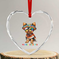 Yorkie De Mayo Heart Crystal Glass Ornament Cinco De Mayo Dog Lover