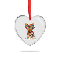 Yorkie De Mayo Heart Crystal Glass Ornament Cinco De Mayo Dog Lover