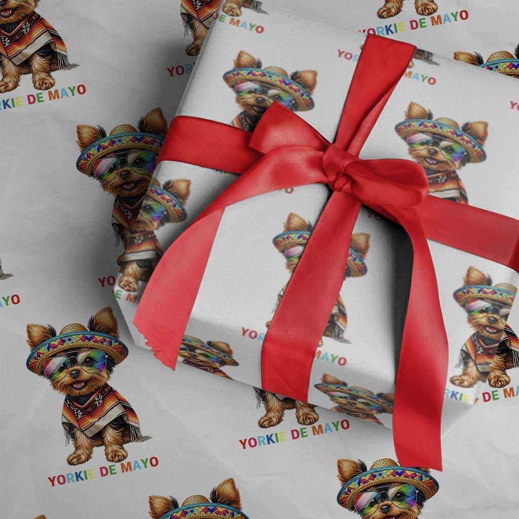 Yorkie De Mayo Wrapping Paper Roll Cinco De Mayo Dog Lover