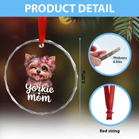Yorkshire Terrier Dog Mom Crystal Glass Ornament Cute Yorkie Puppy Gift