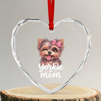 Yorkshire Terrier Dog Mom Heart Crystal Glass Ornament Cute Yorkie Puppy Gift
