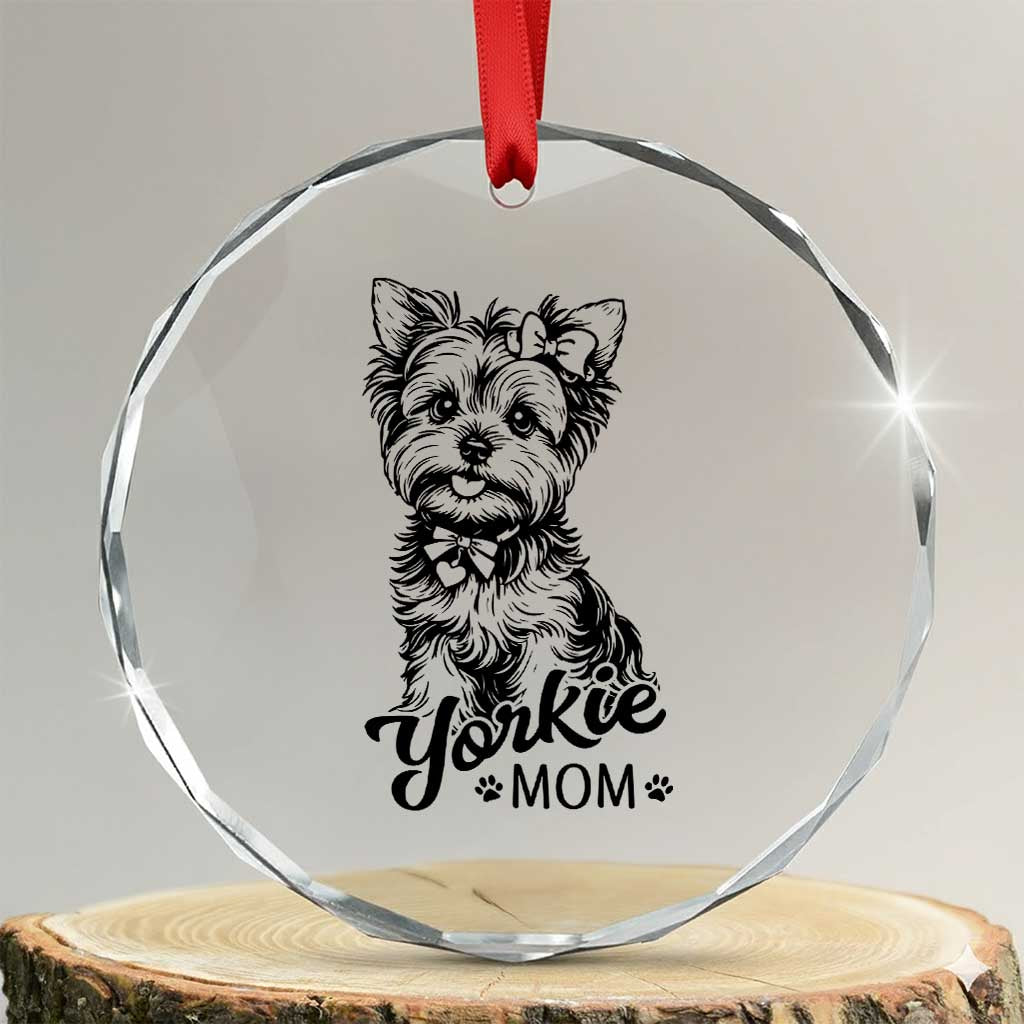 Yorkshire Terrier Mom Crystal Glass Ornament Cute Yorkie Mama Puppy Gift