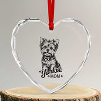 Yorkshire Terrier Mom Heart Crystal Glass Ornament Cute Yorkie Mama Puppy Gift