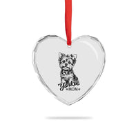 Yorkshire Terrier Mom Heart Crystal Glass Ornament Cute Yorkie Mama Puppy Gift