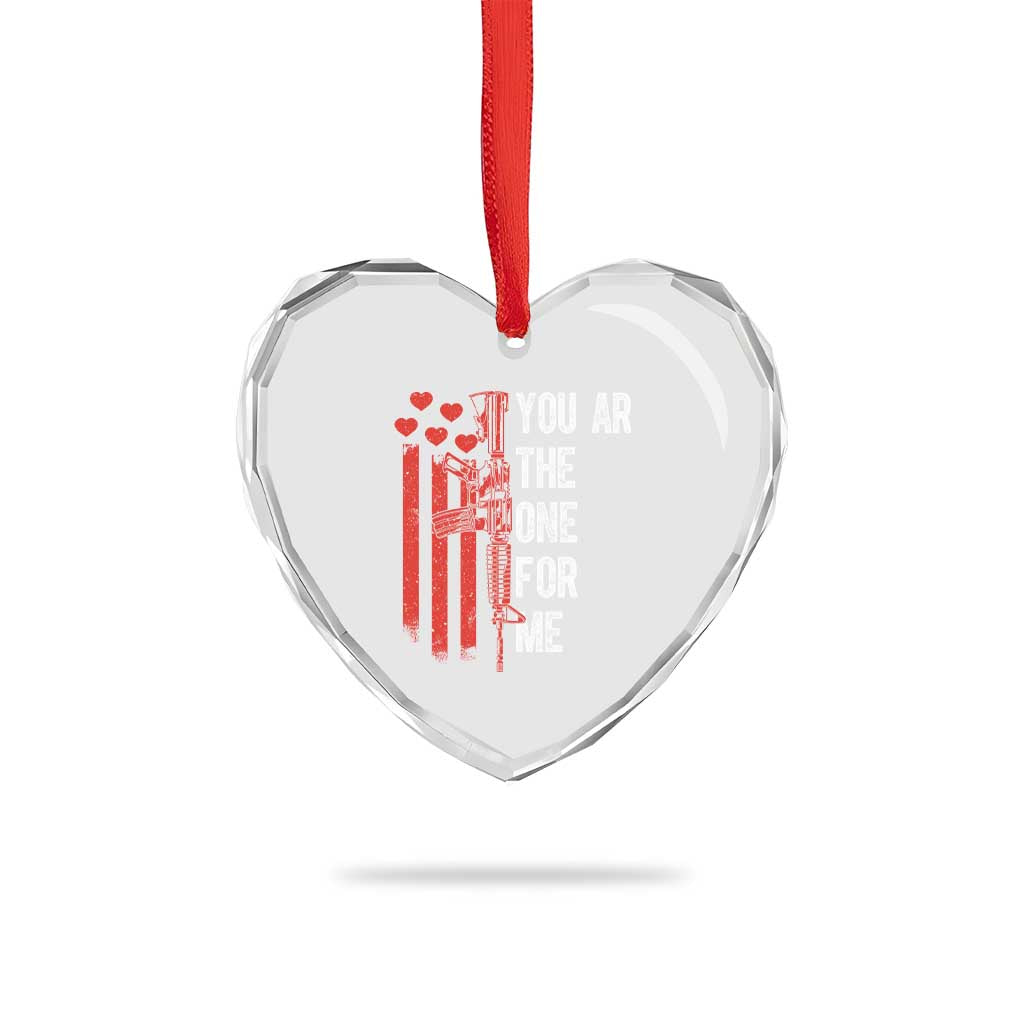 You AR The One for Me Heart Crystal Glass Ornament Patriotic Valentine Gun Romantic Rifle and Flag