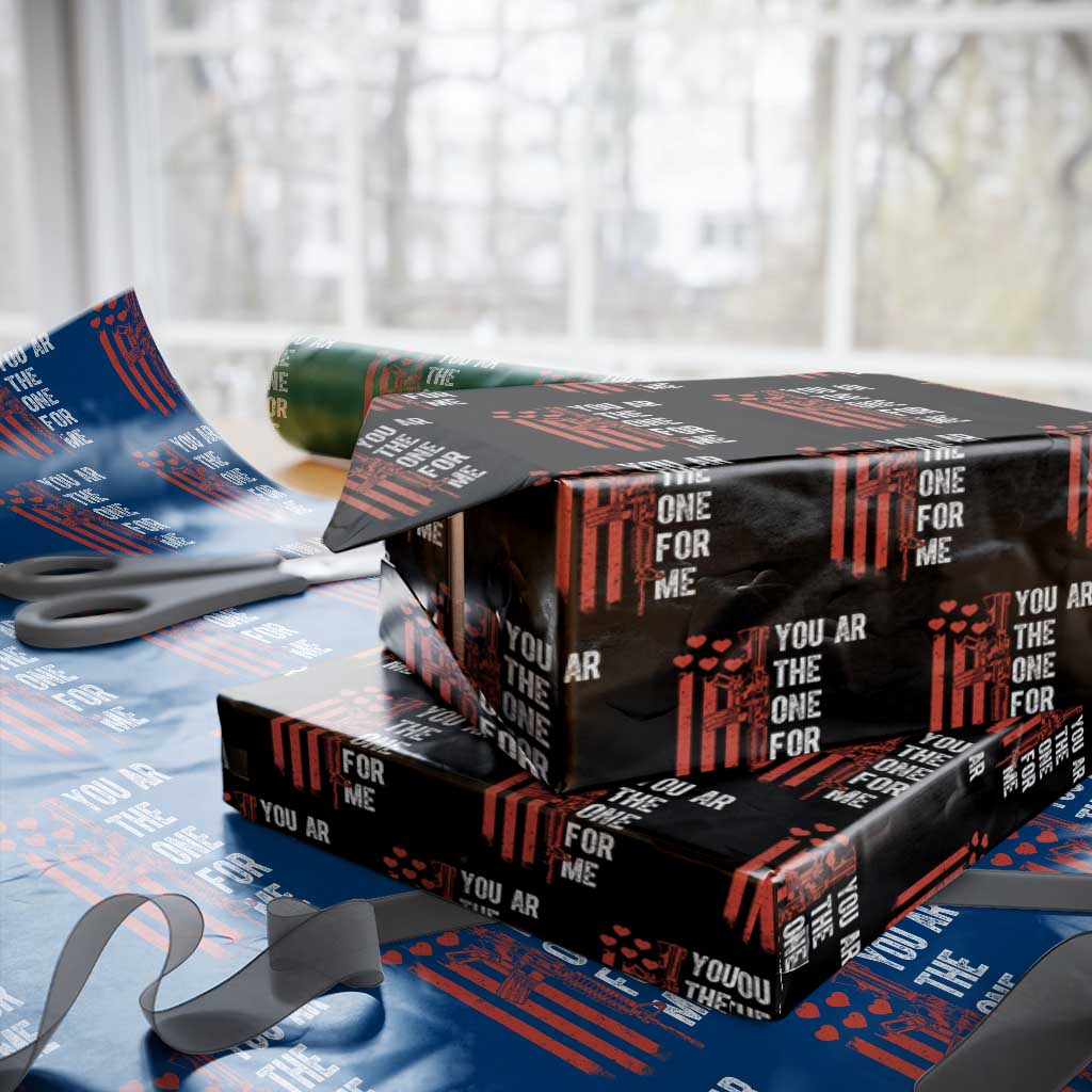 You AR The One for Me Wrapping Paper Roll Patriotic Valentine Gun Romantic Rifle and Flag