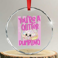 You Are A Glitter Dumpling Cute Preppy Pastel Graphic Crystal Glass Ornament Kawaii Pastel Pink Striped Food Quote