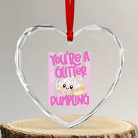 You Are A Glitter Dumpling Cute Preppy Pastel Graphic Heart Crystal Glass Ornament Kawaii Pastel Pink Striped Food Quote