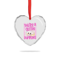 You Are A Glitter Dumpling Cute Preppy Pastel Graphic Heart Crystal Glass Ornament Kawaii Pastel Pink Striped Food Quote