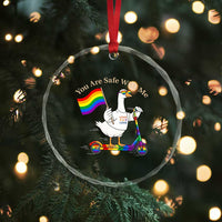 You Are Safe With Me Crystal Glass Ornament LGBTQ Pride Goose Rainbow