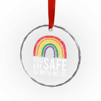 You Are Safe With Me Crystal Glass Ornament Retro Rainbow LGBTQ Ally Pride - Wonder Print Shop