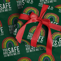 You Are Safe With Me Wrapping Paper Roll Retro Rainbow LGBTQ Ally Pride - Wonder Print Shop